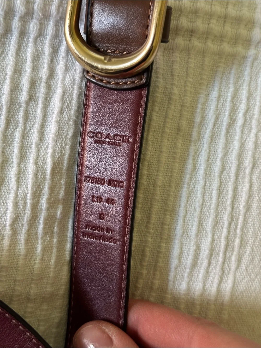 Coach Brown Leather Belt with Gold Tone Buckle